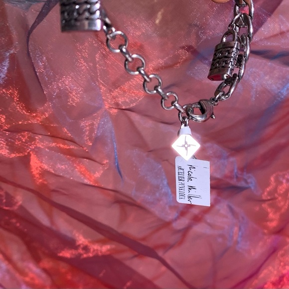 Nicole Miller Five Charms Bracelet - 3 Lock Charms and 2 Safety Pin Charms - Picture 5 of 13